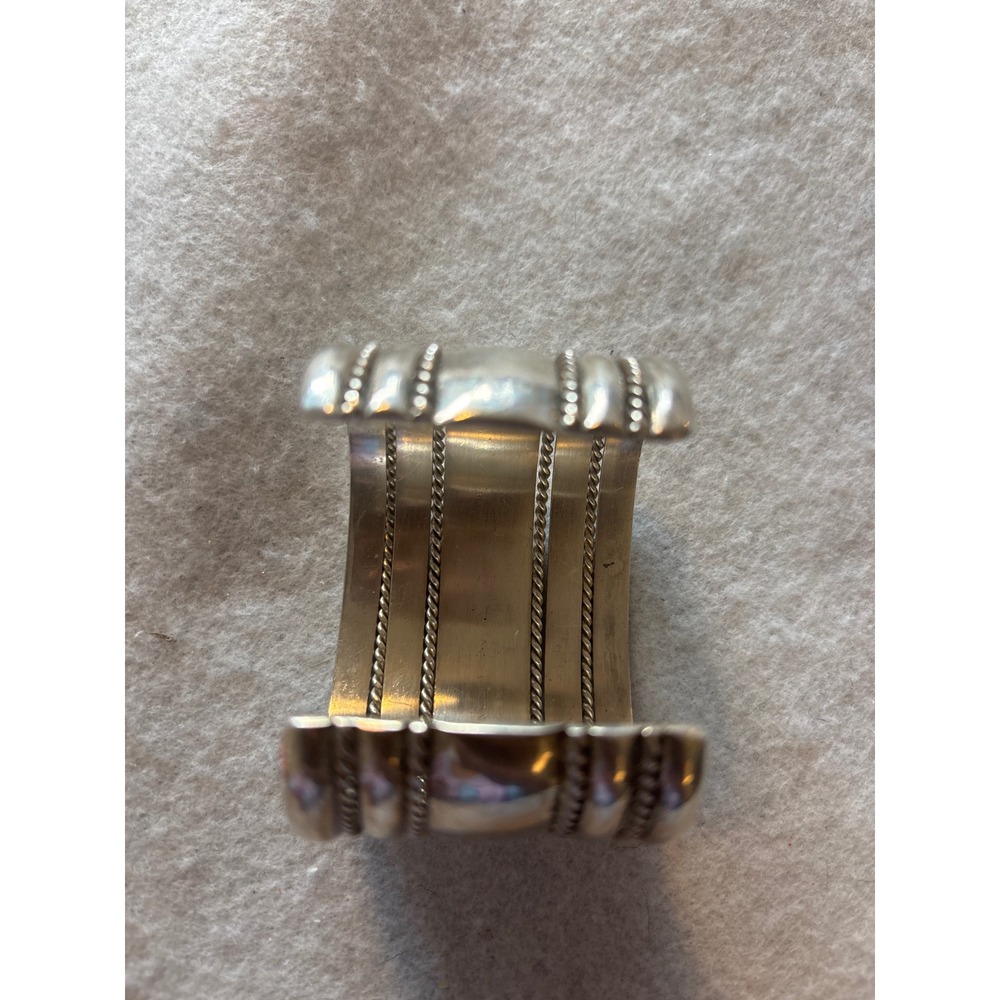 Tahe Sterling Silver Cuff Bracelet Navajo Wide Twisted Rope Band Excellent - Picture 3 of 11